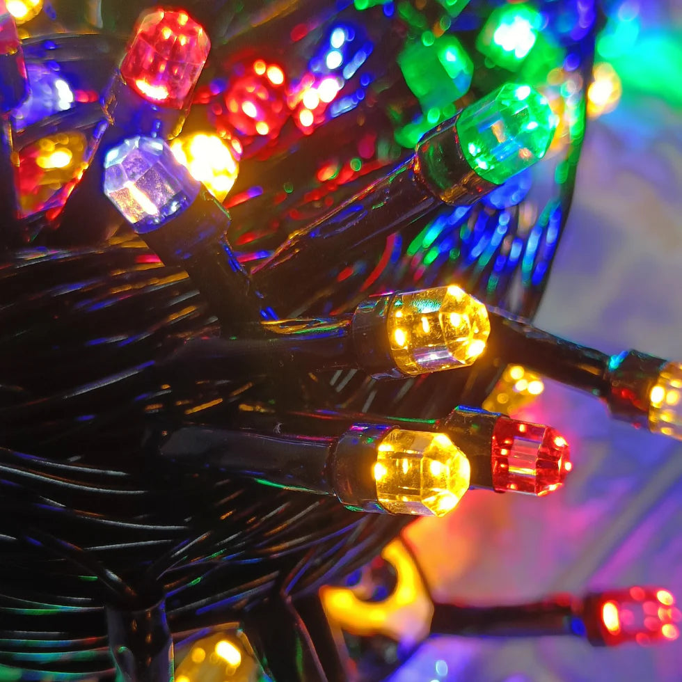 Black Wire Fancy LED Series String Lights | 8mm Multi LED