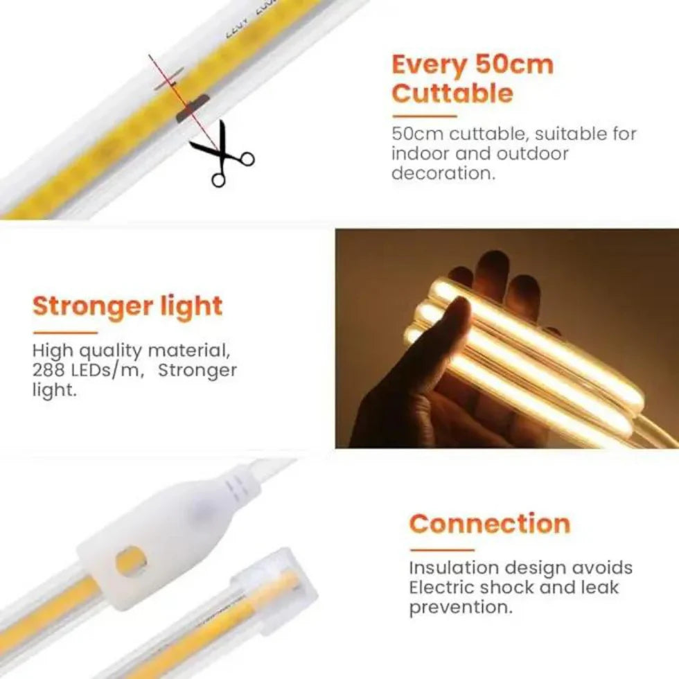 COB LED Rope Light - Outdoor Water Resistant Rope Light