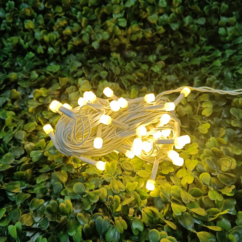 White Wire LED Series String Lights | 8mm Warm White LED