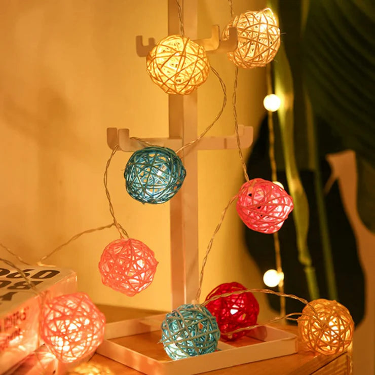 LED Rattan Ball String light