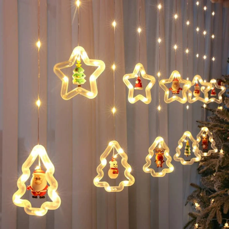 Christmas Star + Tree Curtain Lights | Warm White