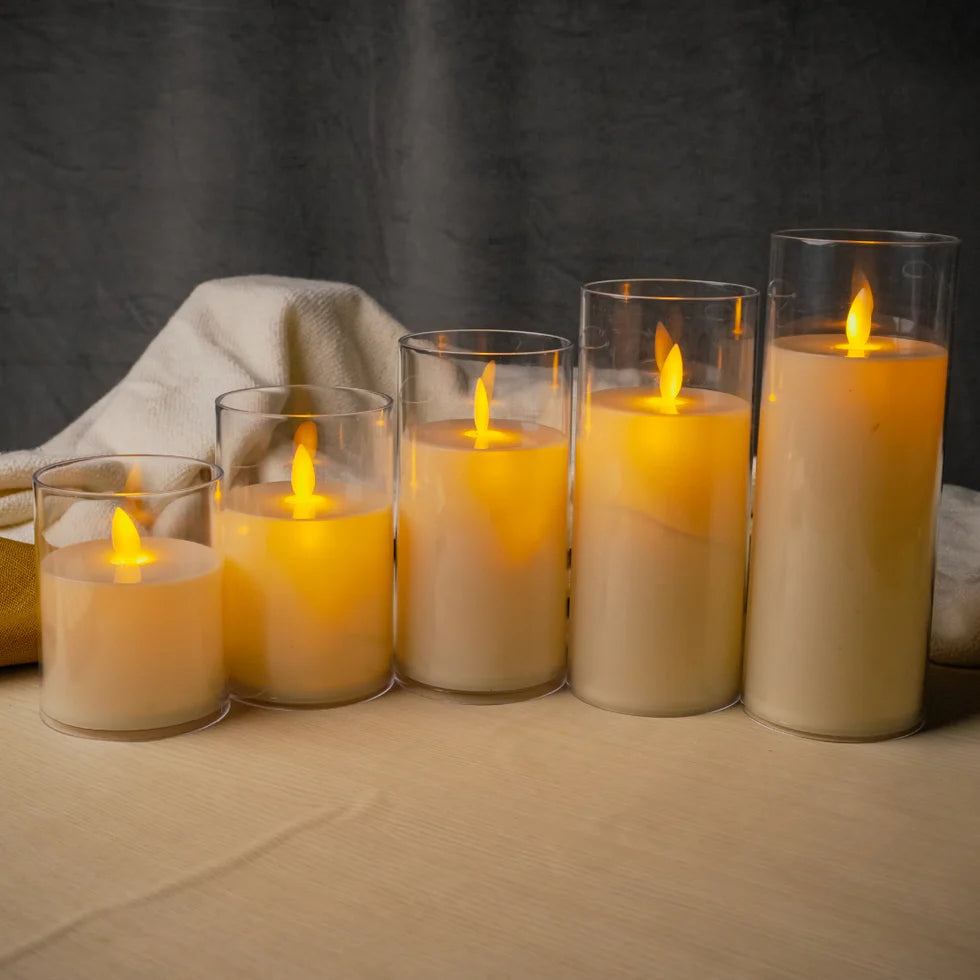 Acrylic Glass LED Moving Flame Pillar Candle