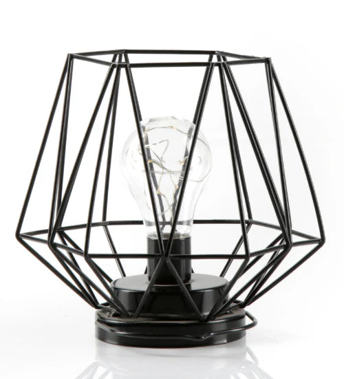 Geometric Metal Cage Lamp - Matte Black