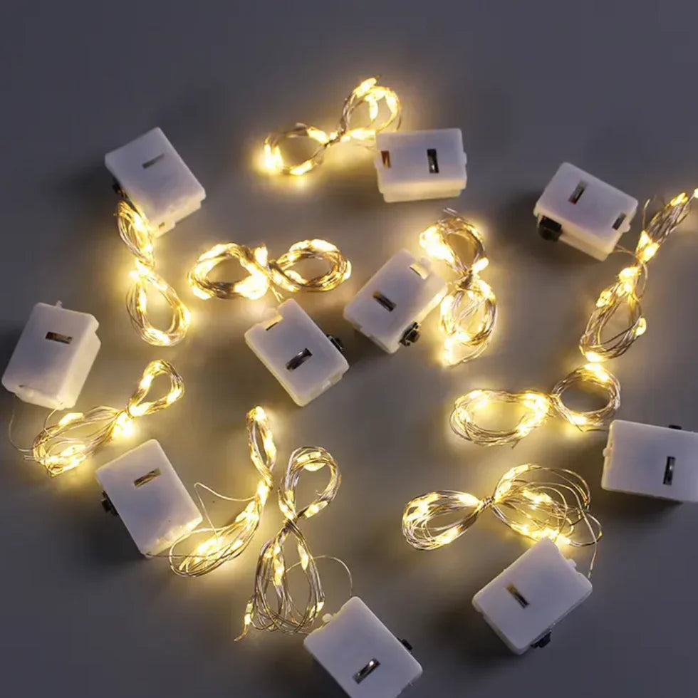 3 Function Fairy LED String Lights - Button Battery Operated - Warm White