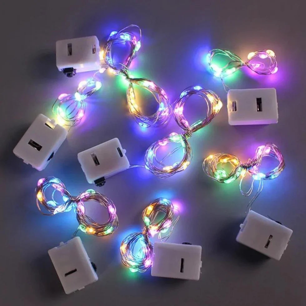 3 Function Fairy LED String Lights - Button Battery Operated - Multi