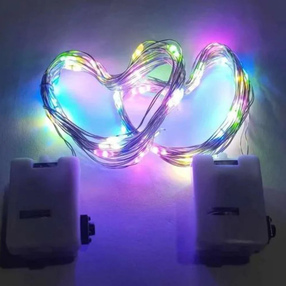 3 Function Fairy LED String Lights - Button Battery Operated - Multi