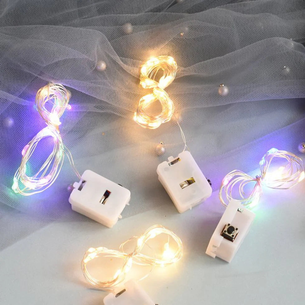 3 Function Fairy LED String Lights - Button Battery Operated - Multi