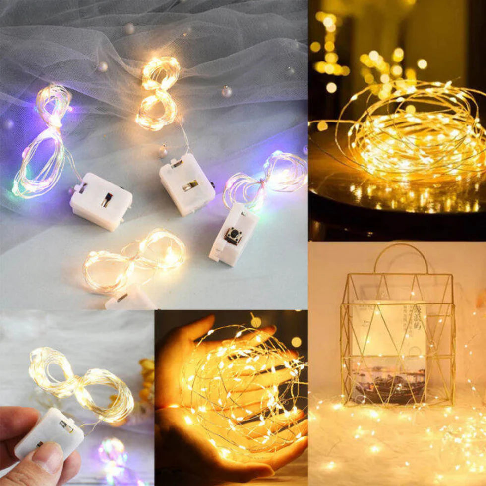 3 Function Fairy LED String Lights - Button Battery Operated - Multi