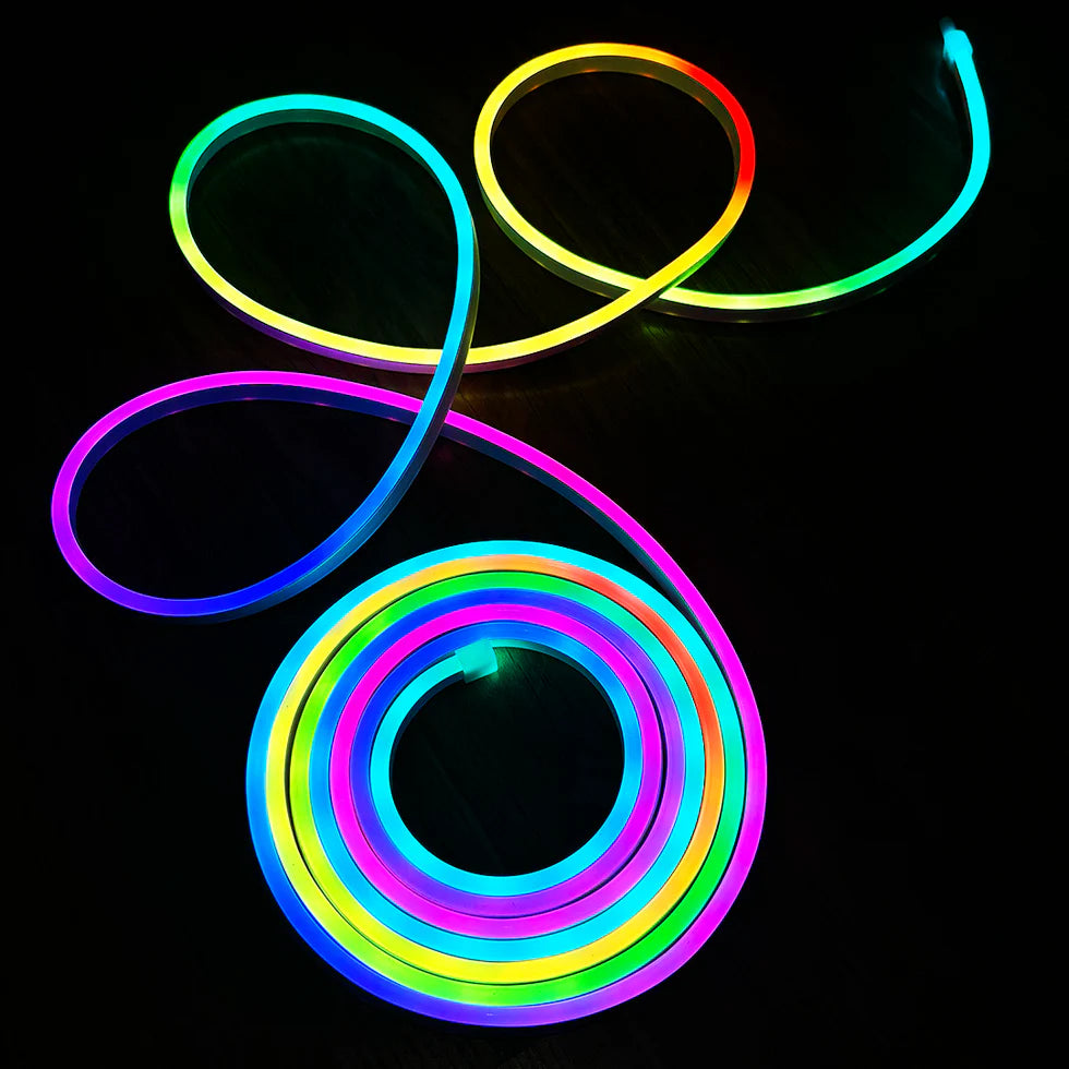 USB Powered Smart RGBIC Neon Flex LED Strip Lights | Multicolor Chasing Dream Color IP64 Waterproof