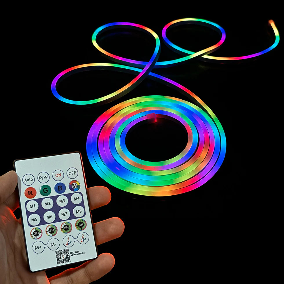 USB Powered Smart RGBIC Neon Flex LED Strip Lights | Multicolor Chasing Dream Color IP64 Waterproof