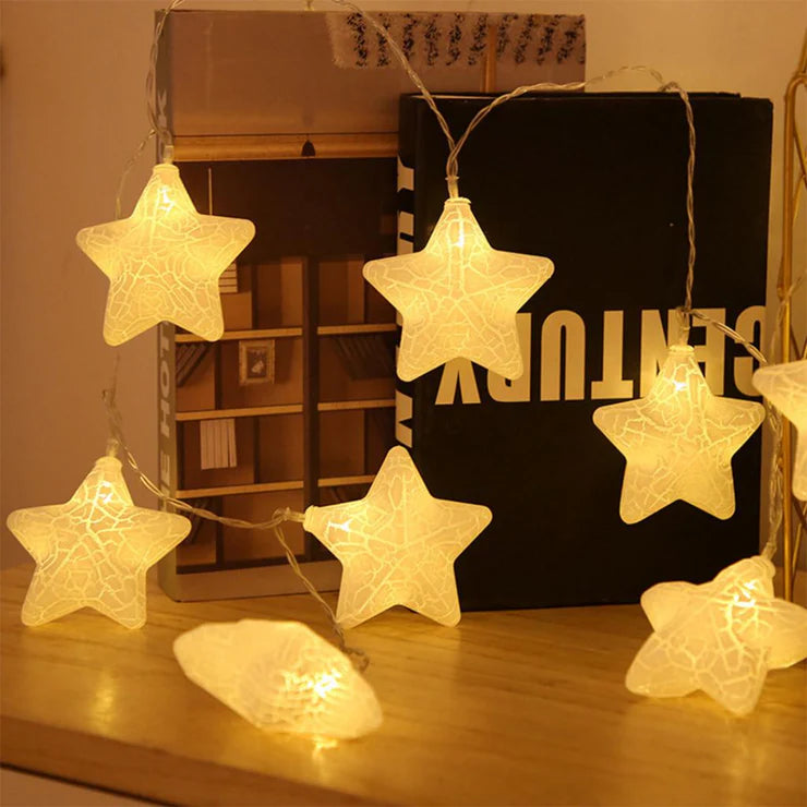 Cracked Star Decorative LED String Lights - White