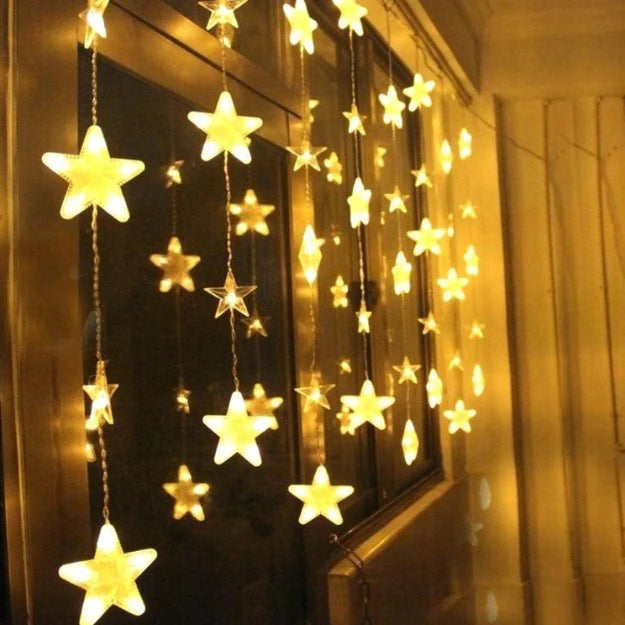 Star Curtain String Lights | 40 Stars | Warm White LED