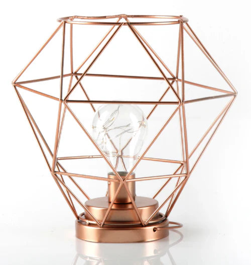 Geometric Metal Cage Lamp - Rose Gold