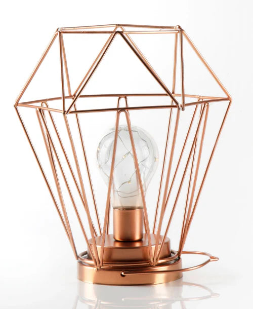 Geometric Metal Cage Lamp - Rose Gold