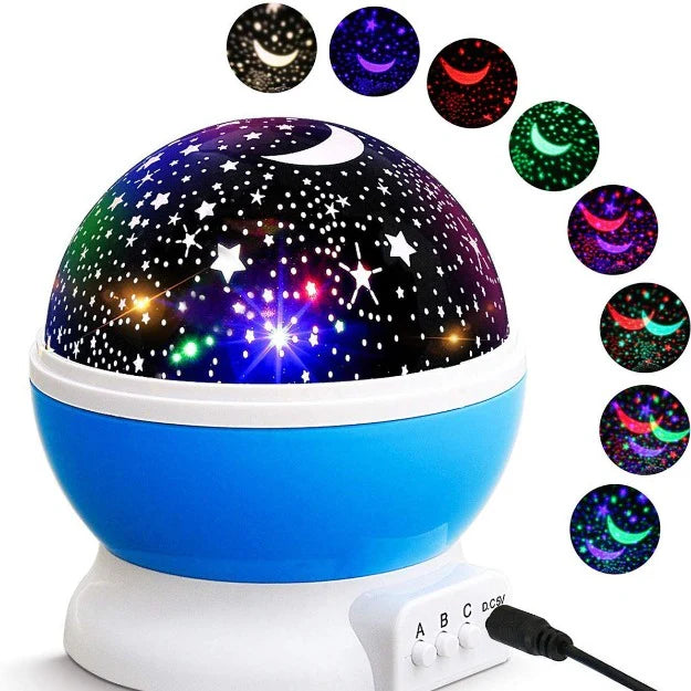 Rotating LED Star Moon Night Lamp | Multicolour