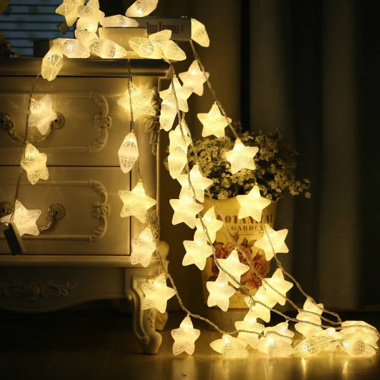 Cracked Star Decorative LED String Lights - White