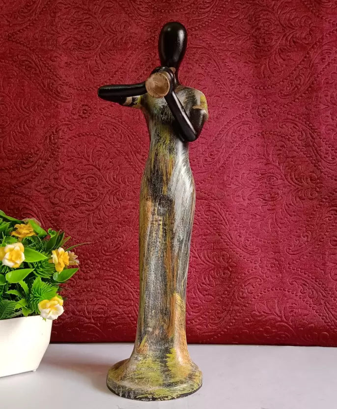 Lady Playing Musical Instrument  Decorative Polyresin Showpiece