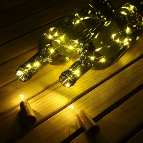 Copper Wire Bottle Cork Fairy LED String Lights - Battery Operated | Warm White