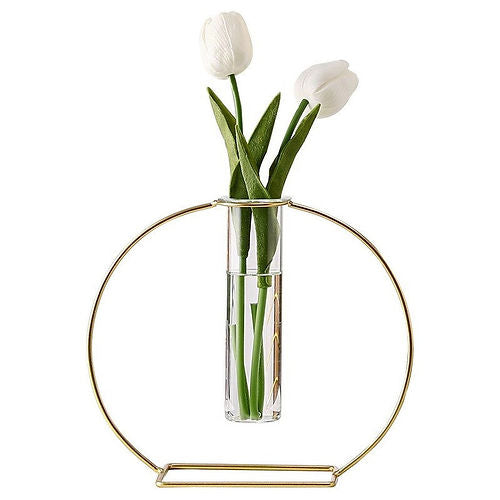 Single Metal Wire Glass Tube Vase