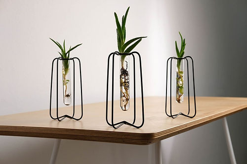 Set of 3 Metal Wire Glass Tube Vase