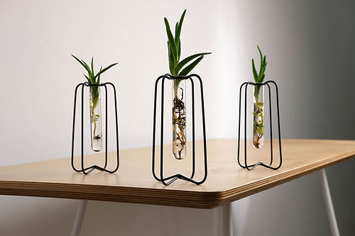 Set of 3 Metal Wire Glass Tube Vase