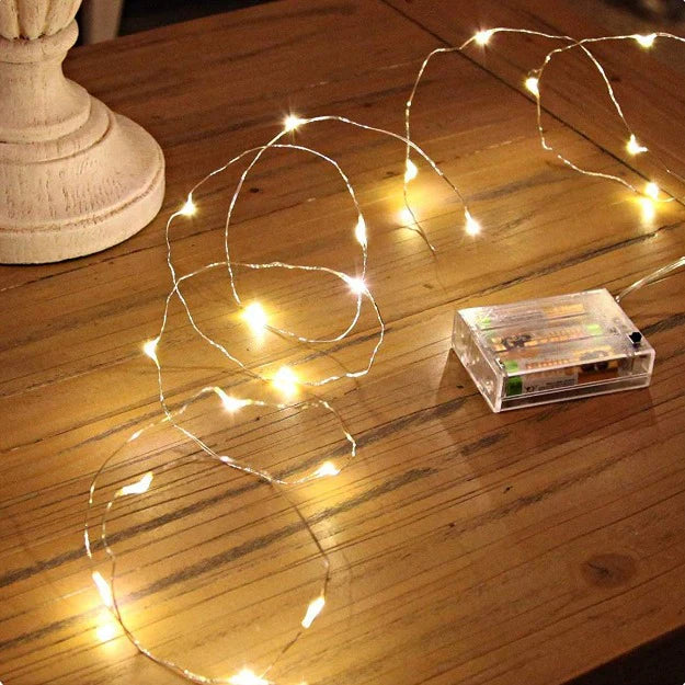 Copper Wire Fairy LED String Lights - 3AA Battery Operated