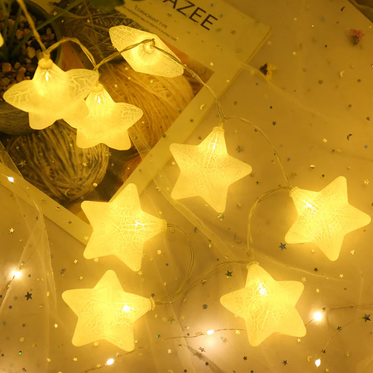 Cracked Star Decorative LED String Lights - White