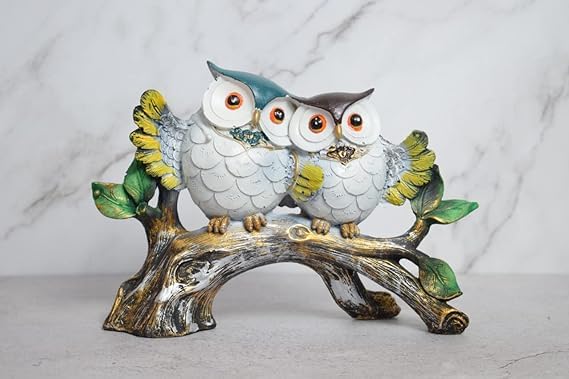 Handcrafted Owl Statue for Home Decor Feng Shu Good Luck Statue for Table Living Room Décor Decorative Showpiece