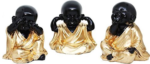 Metal Baby Buddha Figurine Showpiece, Standard, Black