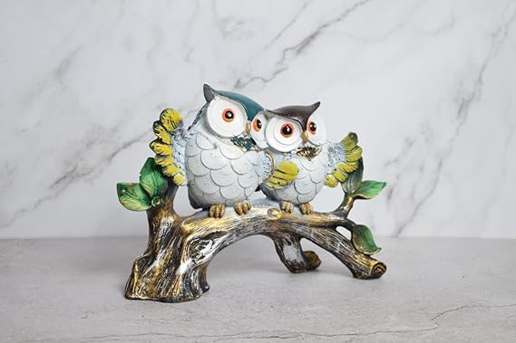 Handcrafted Owl Statue for Home Decor Feng Shu Good Luck Statue for Table Living Room Décor Decorative Showpiece