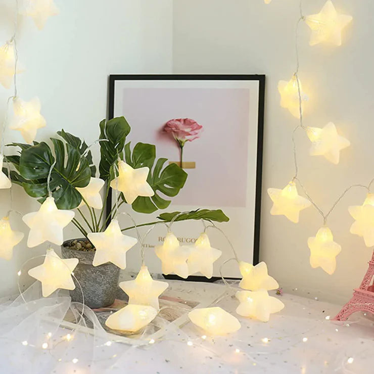 Cracked Star Decorative LED String Lights - White