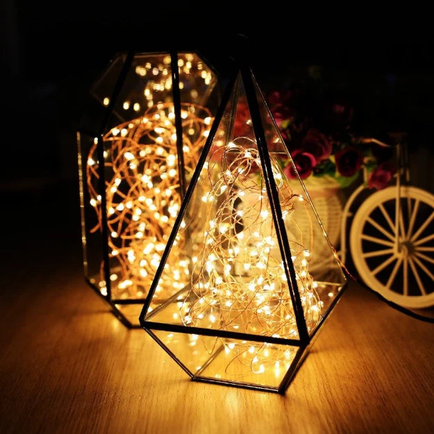 Copper Wire Fairy LED String Lights - USB + Battery Operated | Dual Power Mode