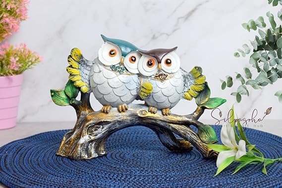 Handcrafted Owl Statue for Home Decor Feng Shu Good Luck Statue for Table Living Room Décor Decorative Showpiece