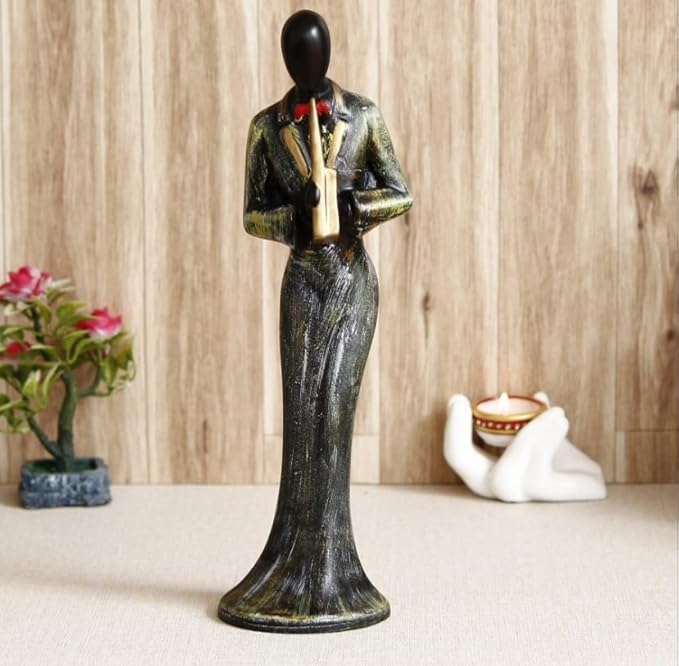 Lady Playing Musical Instrument  Decorative Polyresin Showpiece