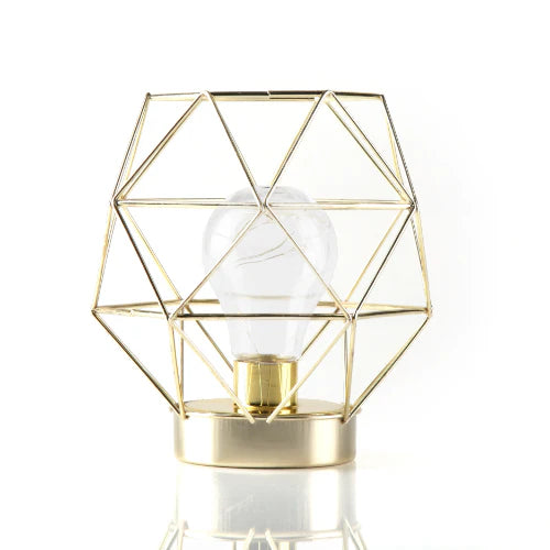 Geometric Metal Cage Lamp - Gold