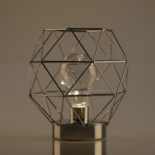 Geometric Metal Cage Lamp - Silver