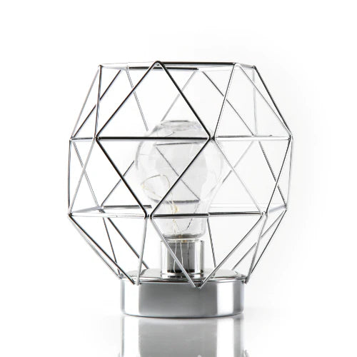 Geometric Metal Cage Lamp - Silver