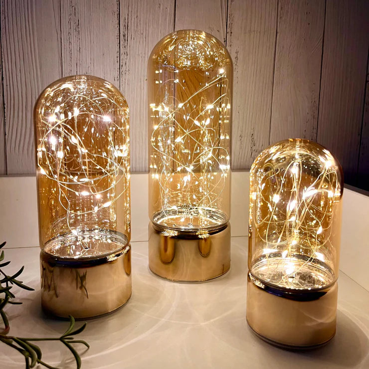 Glass Table Lamps with Fairy Lights | Bell Jar Top