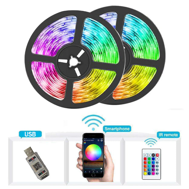 RGB LED Strip Lights USB Powered | Remote Controller & Smart app