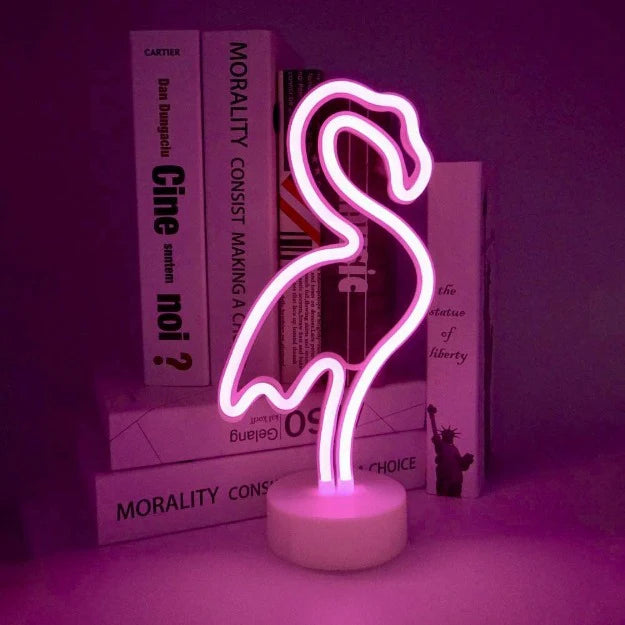 Flamingo Neon Sign Table Lamp | Battery & USB Operated