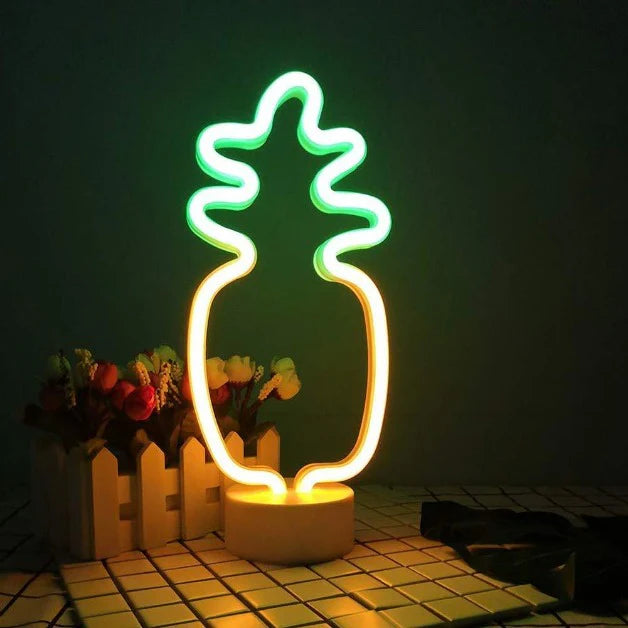 Pineapple Neon Sign Table Lamp | Battery & USB Operated