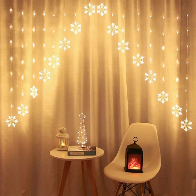 Snowflake Gateway Curtain Lights | 16 Snowflakes | Warm White LED