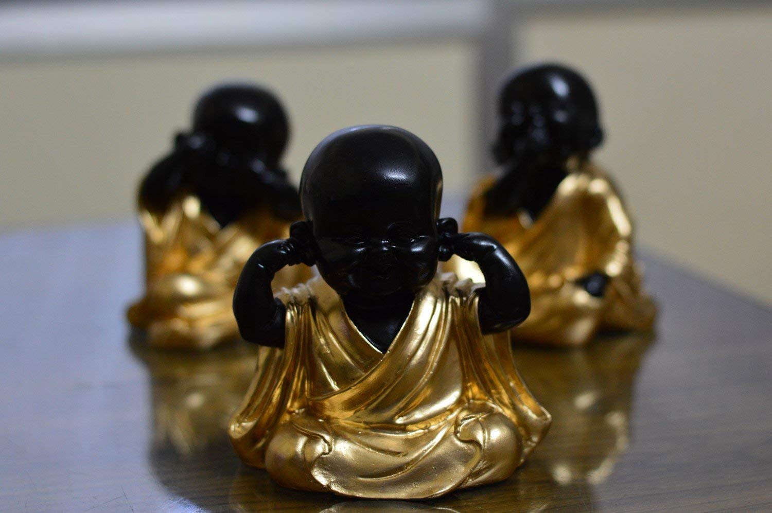 Metal Baby Buddha Figurine Showpiece, Standard, Black