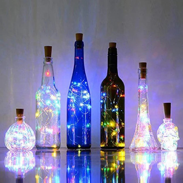 Copper Wire Fairy LED String Lights with Bottle Cork - Battery Operated | Multi LED