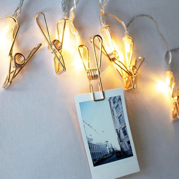 Gold Photo Clips Lights - Warm White LED