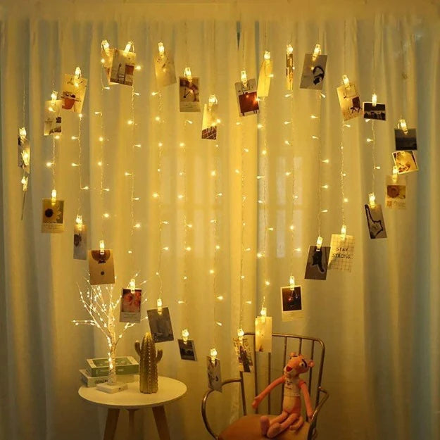 LED Curtain with Photo Clips | Heart Shape