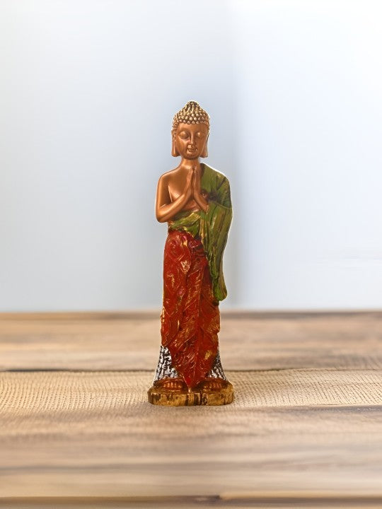 Gold toned & Red Buddha Idol Showpiece