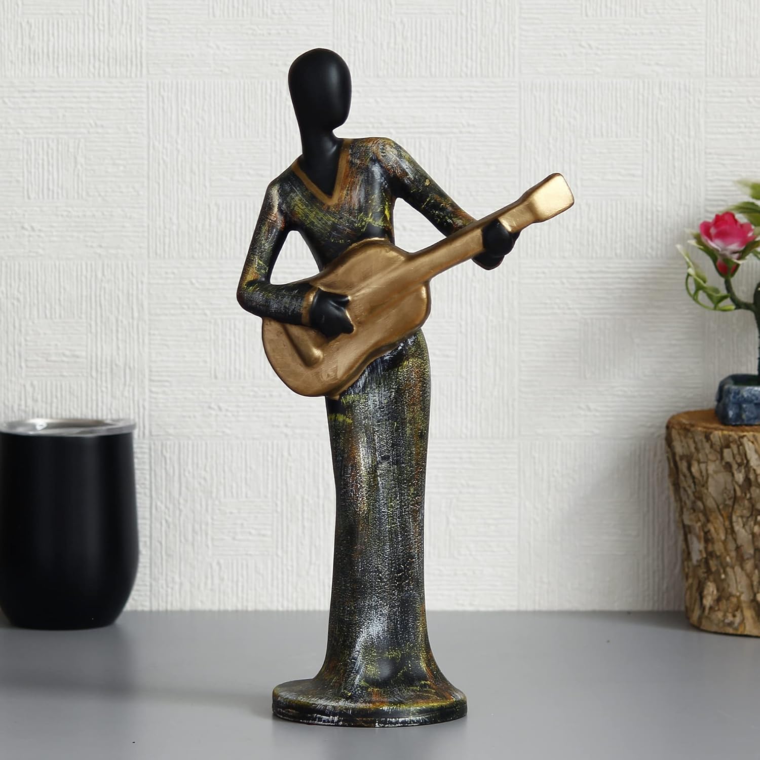 Lady Playing Musical Instrument  Decorative Polyresin Showpiece