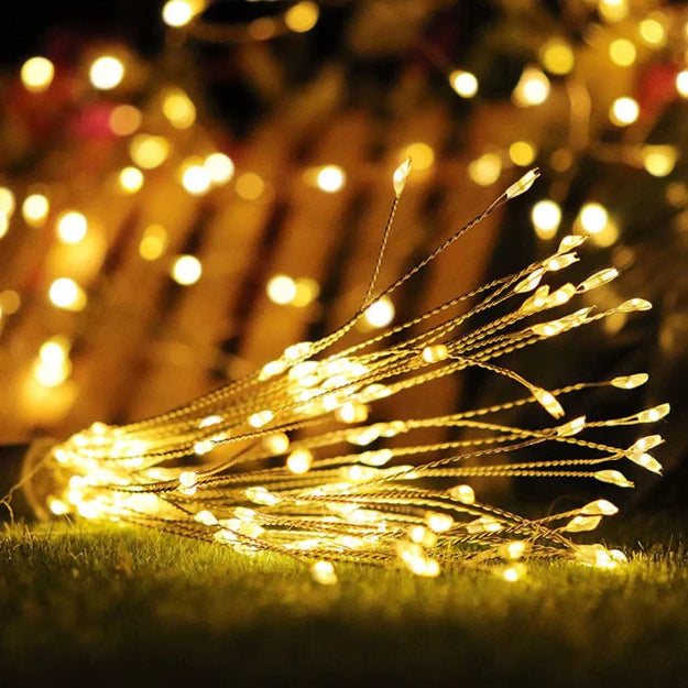 Firework Copper Wire Fairy LED String Lights - 8 Function Remote Control | IP44 Waterproof | Warm White