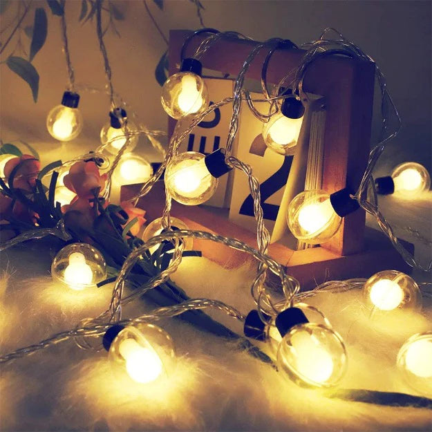 Clear Globe Decorative String Lights | Warm White LED